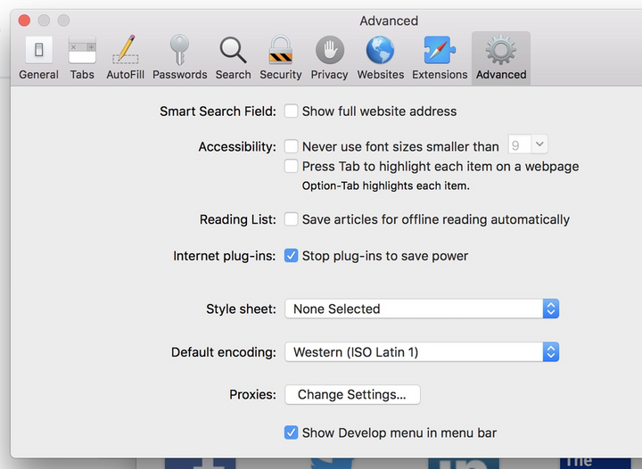 mac settings screenshot
